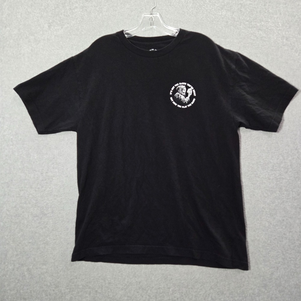 Last Call Men Shirt Large Black Death 4 Of A Kind Graphic Short Sleeve Tee